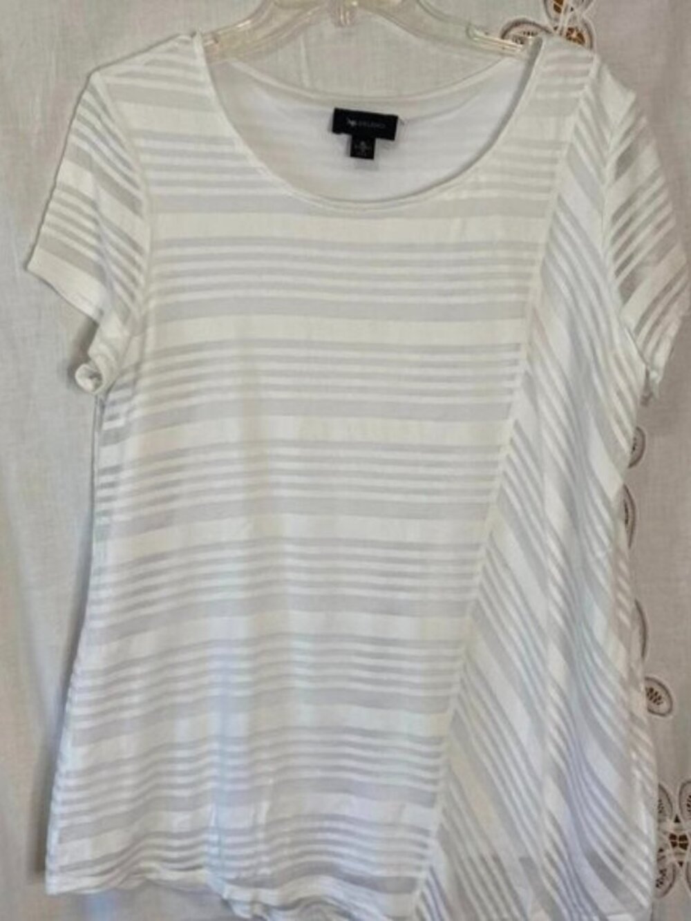 AB Studio White Sheer Double Layer Top XL
